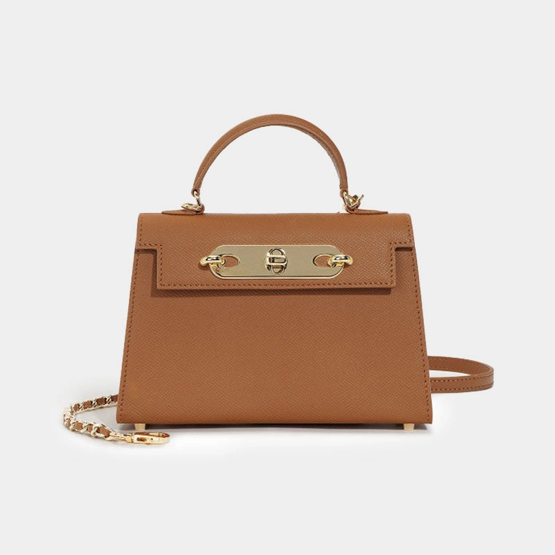 Refined Look Casual Travel Women??s Mini Leather Chain Top Handle Bag ?C Gold Hardware