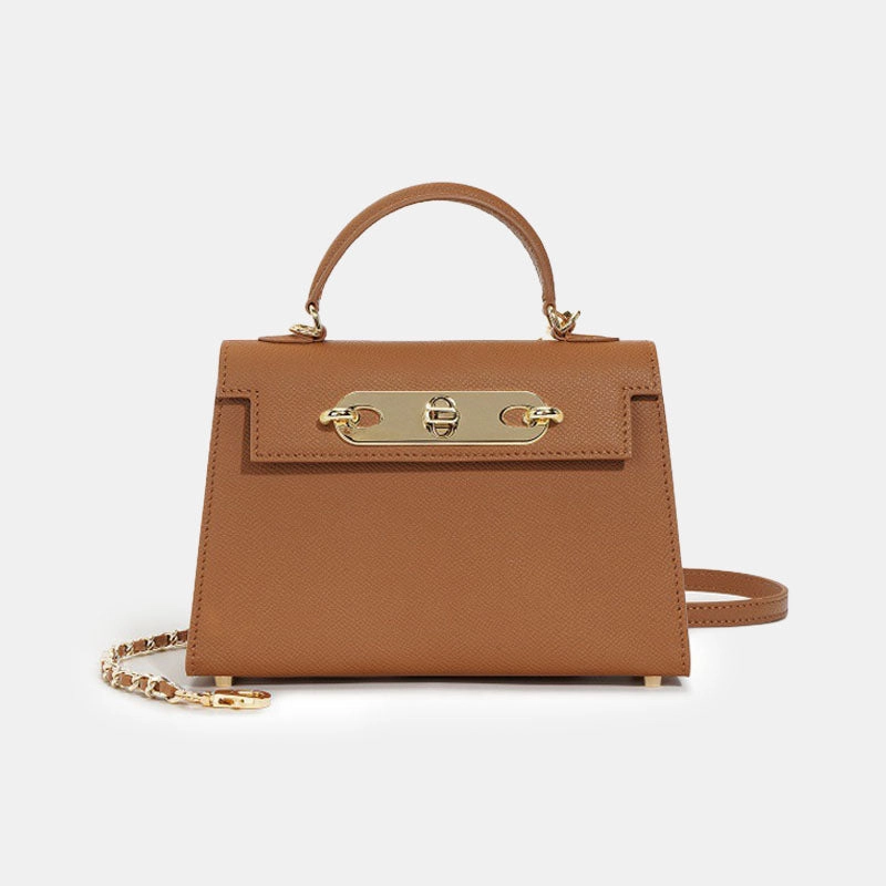 Classic Piece Women??s Mini Leather Chain Top Handle Bag ?C Gold Hardware