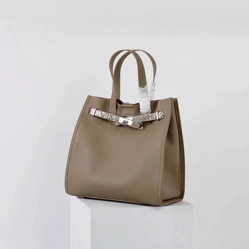 Women's Vintage Top Grain Leather Tote Bag with Silver Hardware Urban Comfort Practical Access