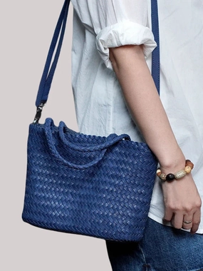 Daily Storage Woven Leather Purse for Women, Handmade Vintage Full Grain Leather Basket Tote, Leather Top Handle Handbag