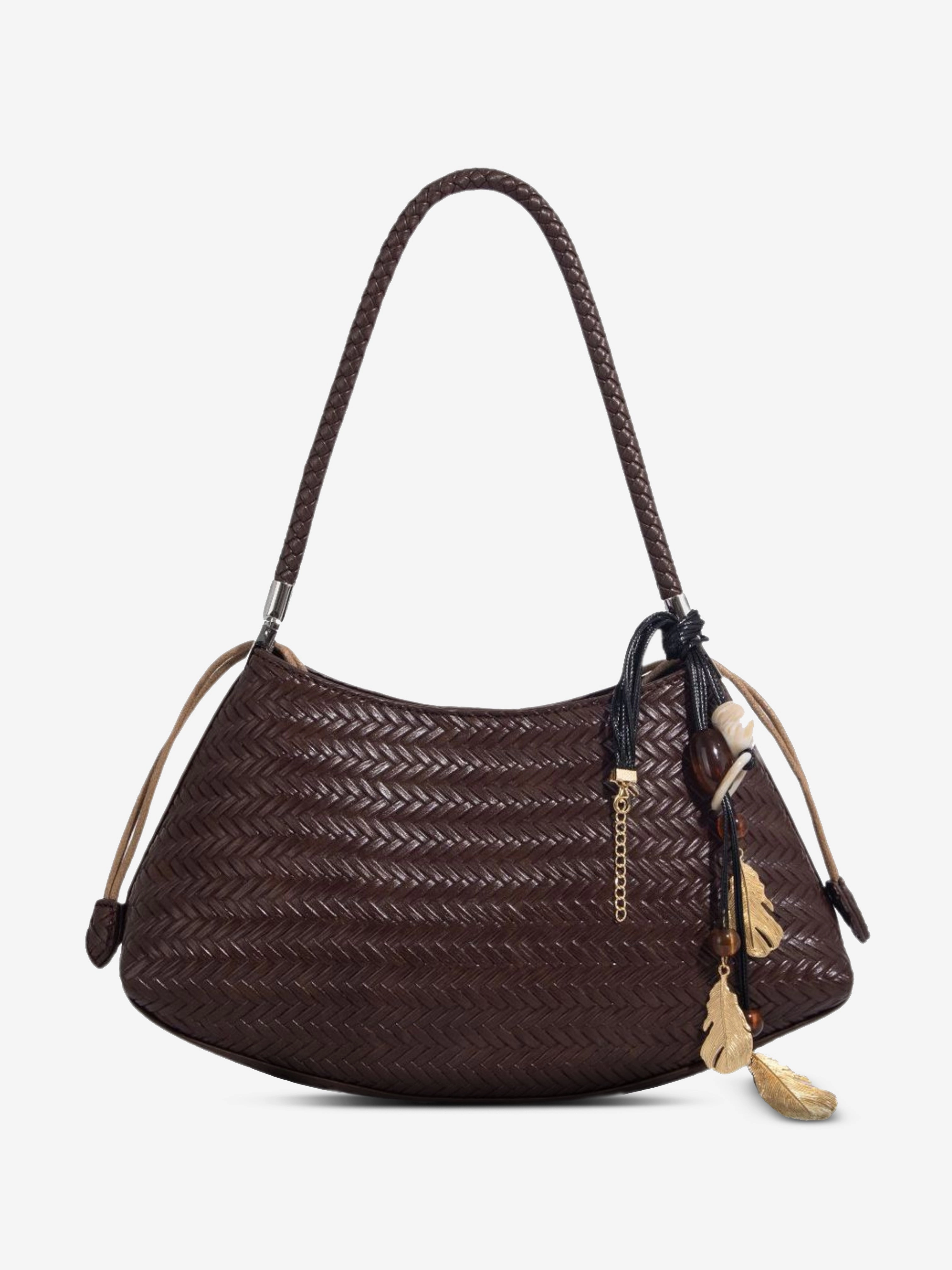 Smart Organizer Commuter Friendly Woven Shoulder Hobo Bag for Women ?C Chic & Boho-Inspired