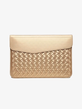 Woven Vegan Leather Laptop Bag ?C Elegant Work Tote with Detachable Strap Trend Accessory Fashion Essential